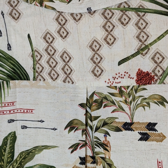 Dress To tropical print blouse long sleeves tunic lenght cream green tan New szM - Picture 3 of 7